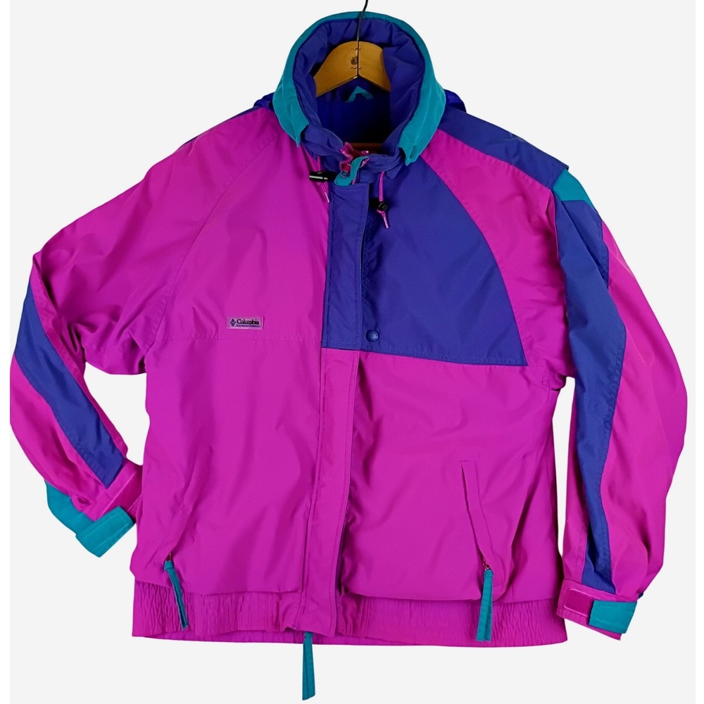 Vintage Columbia Criterion Jacket Womens L Pink Colorblock Radial Sleeve 90s